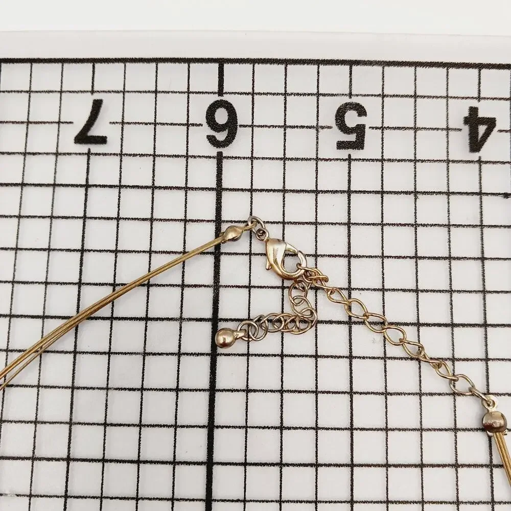 Necklace Multi Strand Gold Tone Bead Faux Statement Layered Collar Hammered Disc